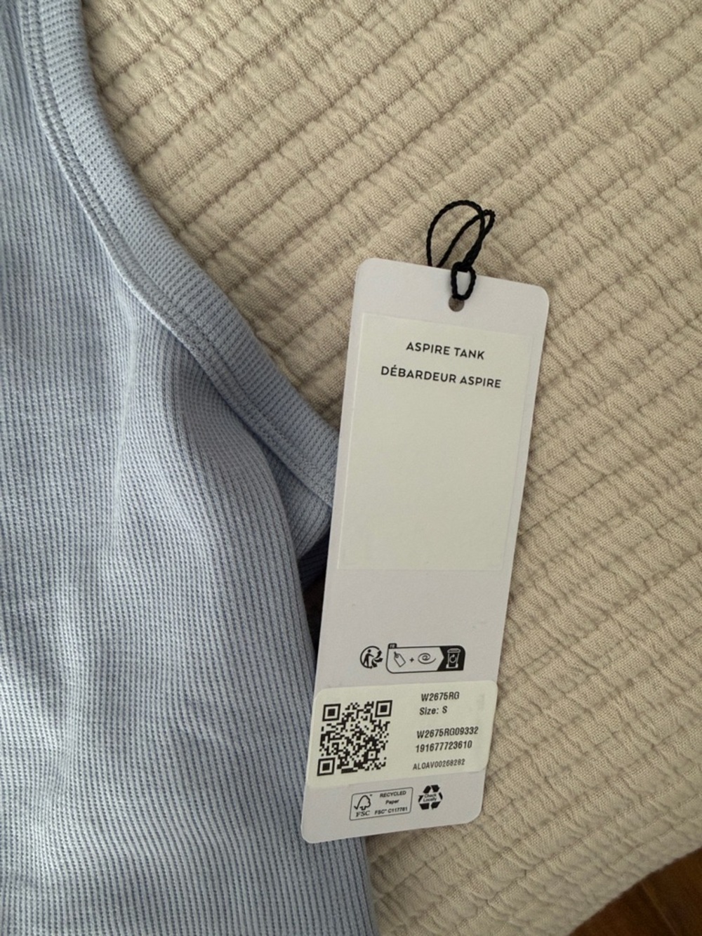 alo Light Blue Ribbed Racerback Cropped Tank - Picture 3 of 5